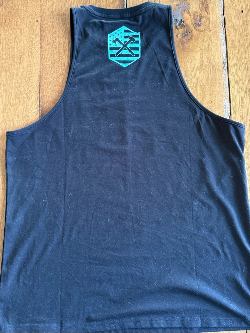 Black Tank Top with Teal 'Just work No Problems' Graphic - Picture 2 of 3